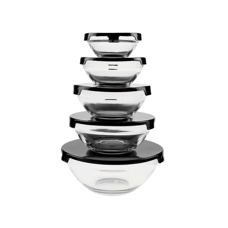 Tigela De Vidro Com Tampa 5 Pecas - Dolce Home Tigela De Vidro Com Tampa 5 Pecas - Dolce Home